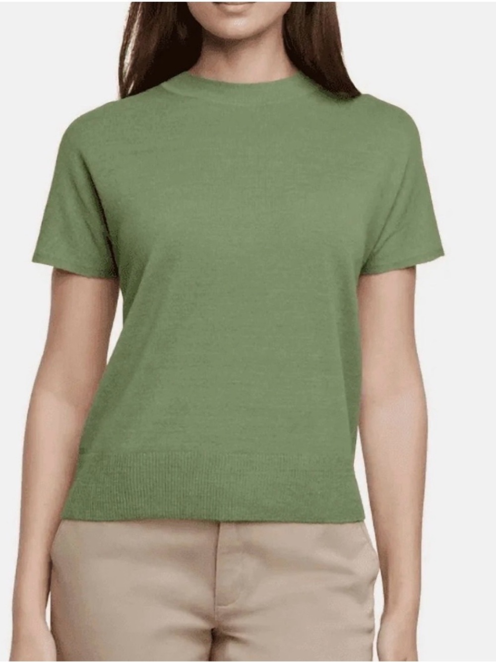 NWT Banana Republic Linen Blend Corporate Chic Knit Sweater Green Sz L
